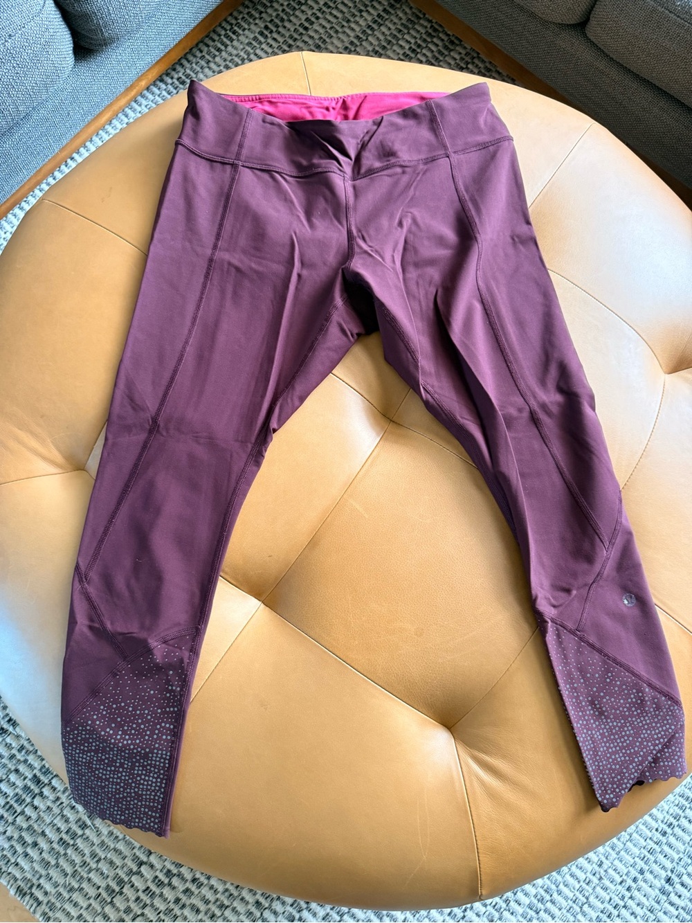 lululemon athletica Maroon Burgundy Leggings with Pink Waistband